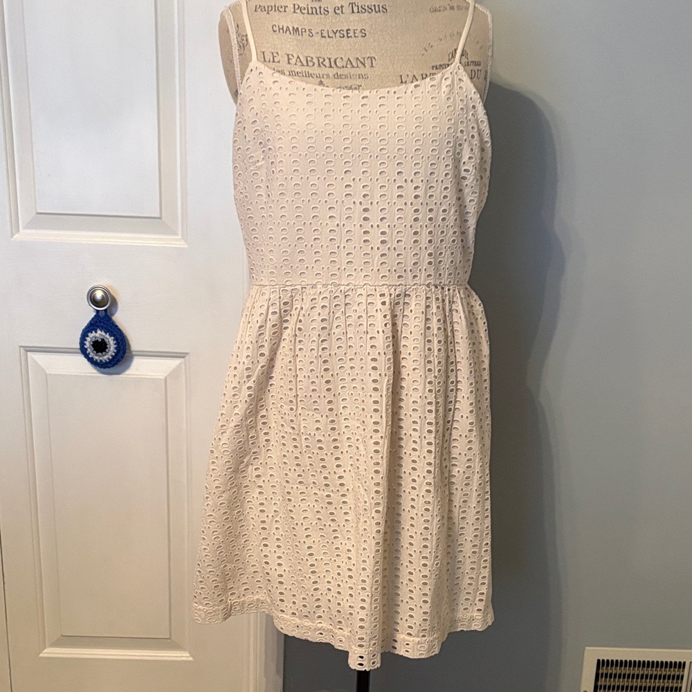 LOFT Cream Eyelet Dress with Pockets